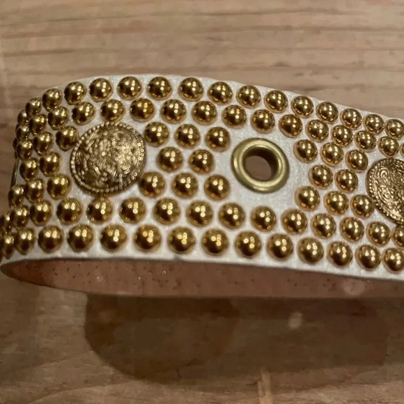 Vintage Sand Castle USA Leather Gold coin/Western/Nautical/Old Money/Y2k belt - Picture 6 of 9